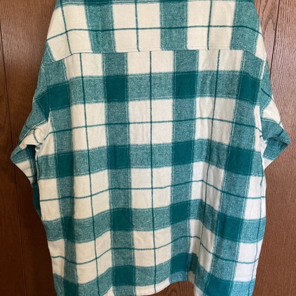 Teal and White Plaid Button-Up Flannel shirt jacket NWT - Picture 4 of 4